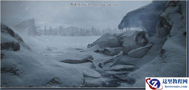 3dsMax制作飞机在雪地里撞毁的过程