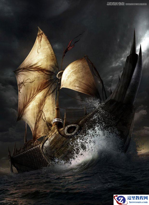 3DMAX制作在大海中航行的帆船