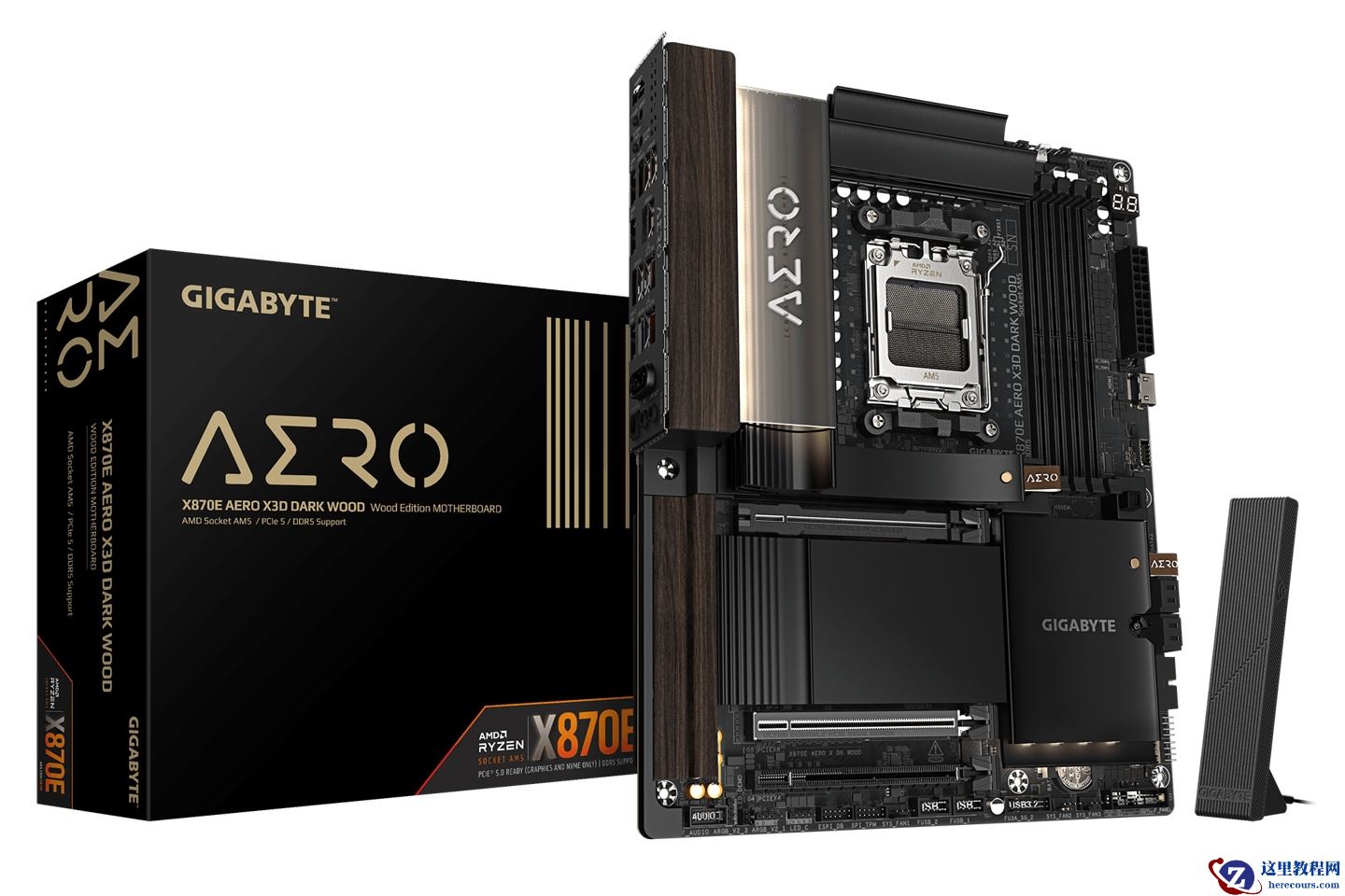 技嘉推出 X870E AERO X3D DARK WOOD 木艺主板，内敛深色设计