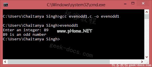 C 程序 检查数字是偶数还是奇数