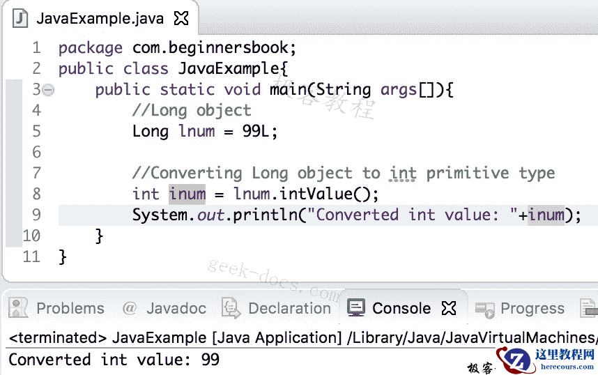 Java 实例 long到int的转换