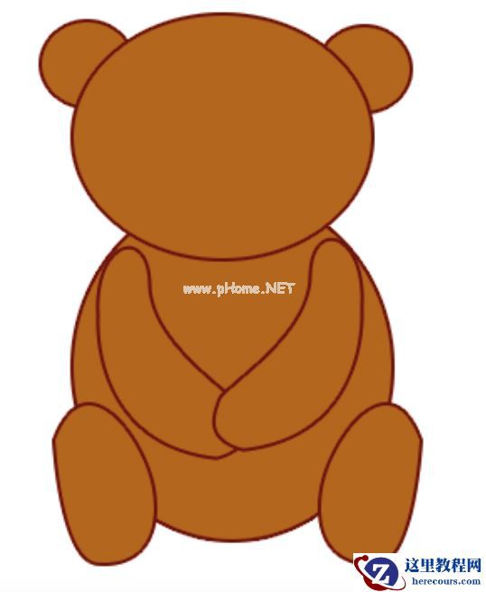 ps怎么手绘一只可爱的棕色小熊?