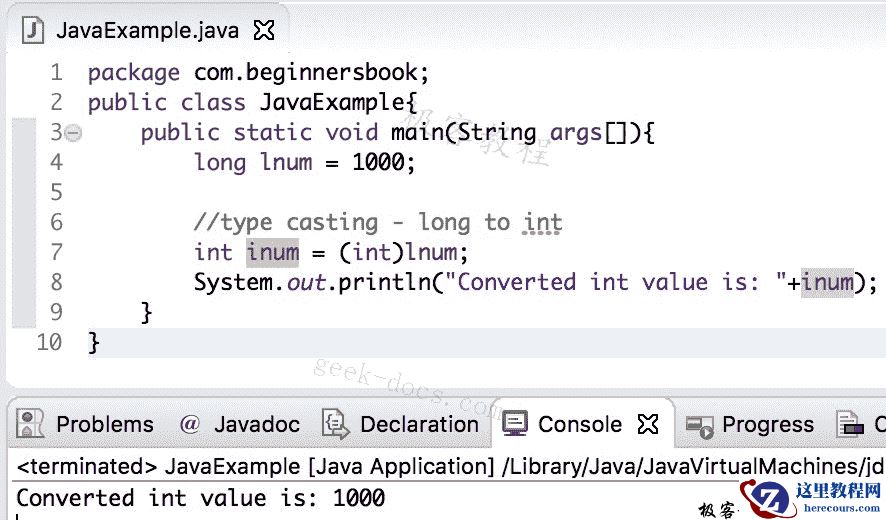 Java 实例 long到int的转换