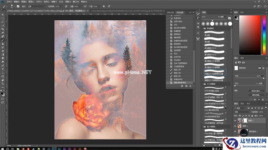 Photoshop创意合成人像二次曝光效果