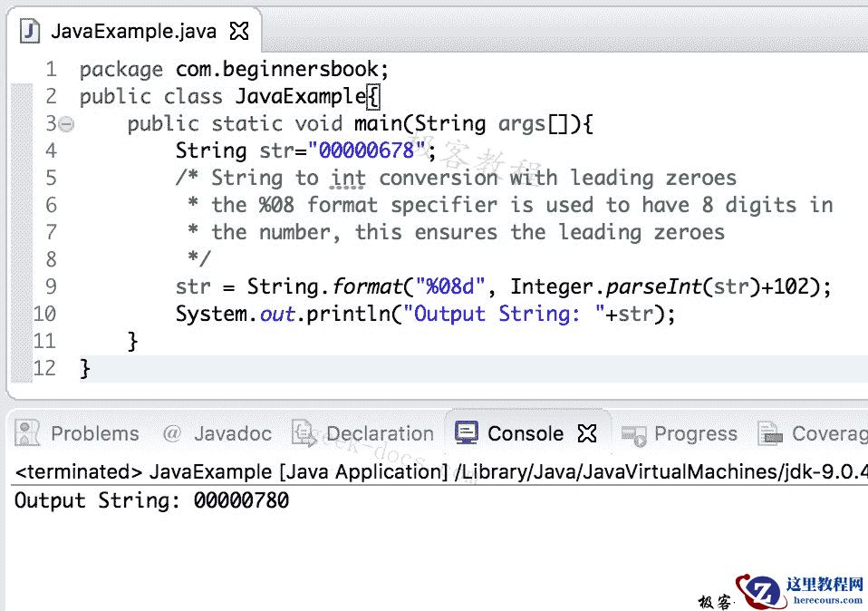 Java 实例 String到int的转换