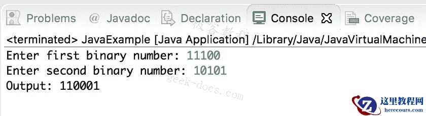 Java 实例 相加两个二进制数