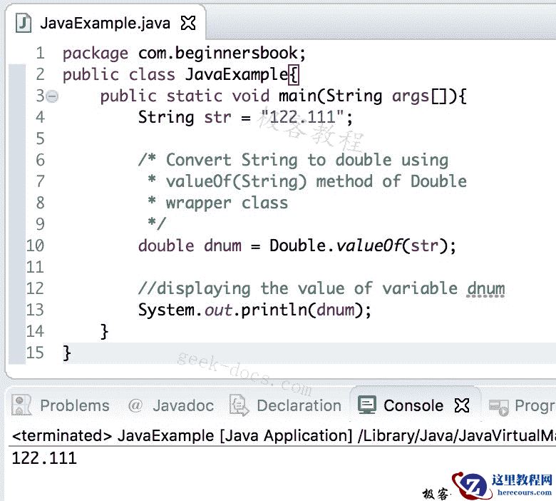Java 实例 String到double的转换