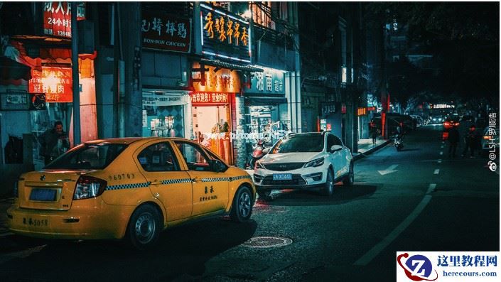 LR调出橙色风格的港风城市街道场景