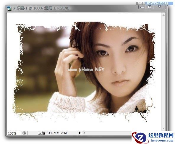 Photoshop给图片添加残破的边框效果,PSDEE.COM
