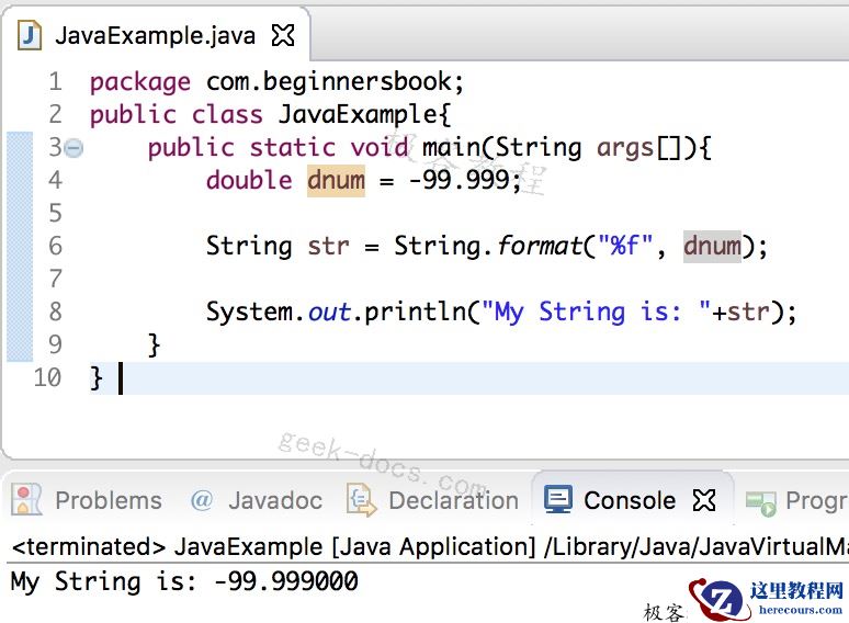 Java 实例 double到字符串的转换