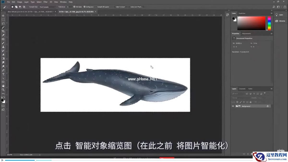 Photoshop创意合成被热气球带飞的鲸鱼