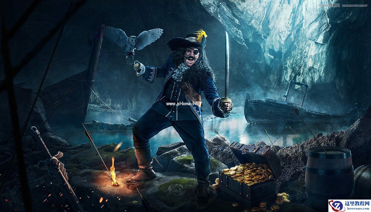 Photoshop合成加勒比海盗风格电影海报