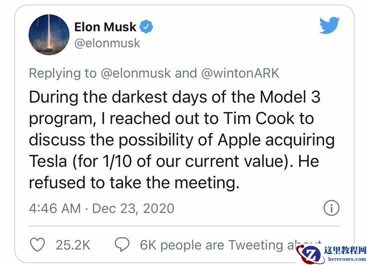 马斯克爆料:曾计划把特斯拉卖给苹果,但库克拒绝了收购会面