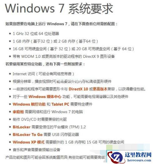 Win7电脑最低配置需要怎么样?