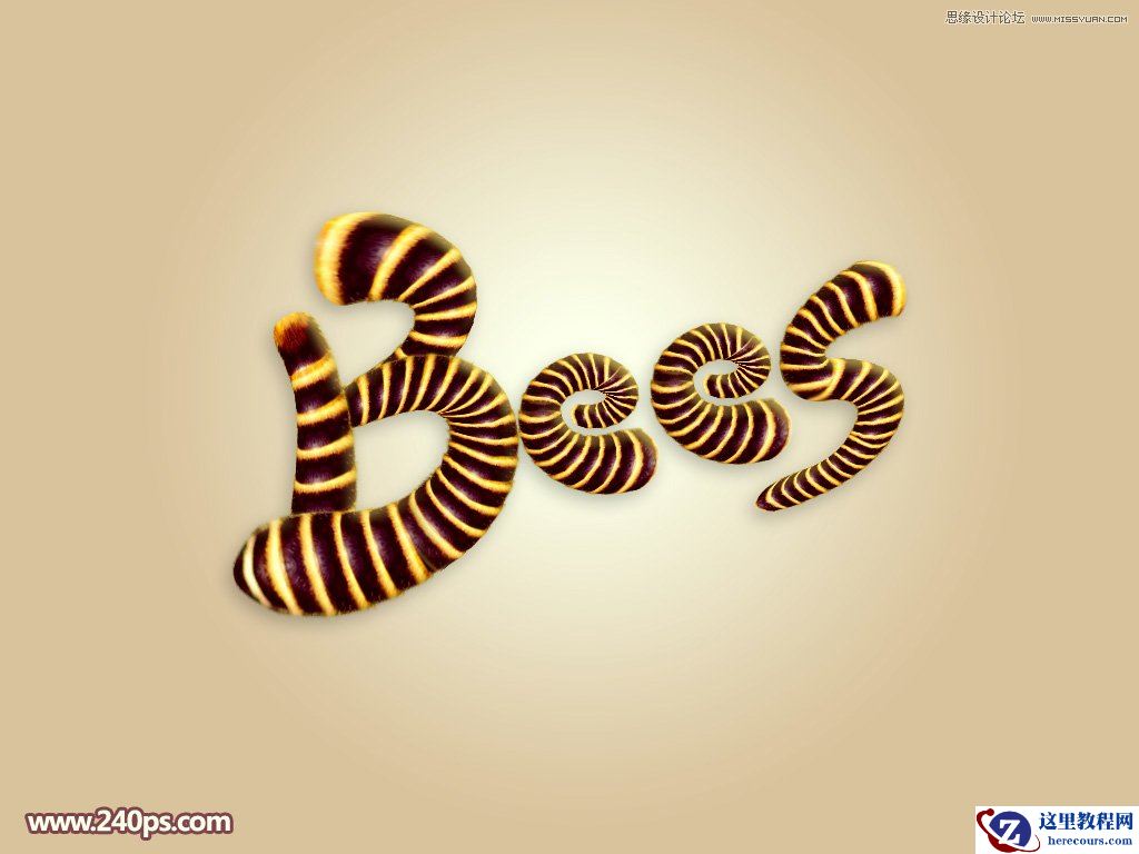 Photoshop制作可爱的蜜蜂纹理艺术字教程