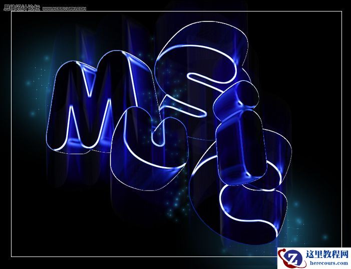 Photoshop制作暗蓝色的三维霓虹灯文字