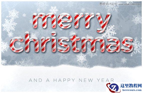 Photoshop设计圣诞节糖果风格的艺术字