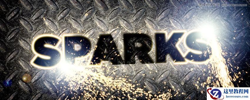 Photoshop制作切割火花效果的艺术字教程