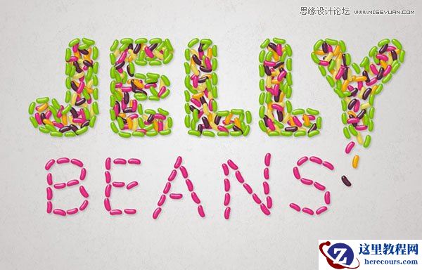 Photoshop制作由彩色豆子组成的创意艺术字