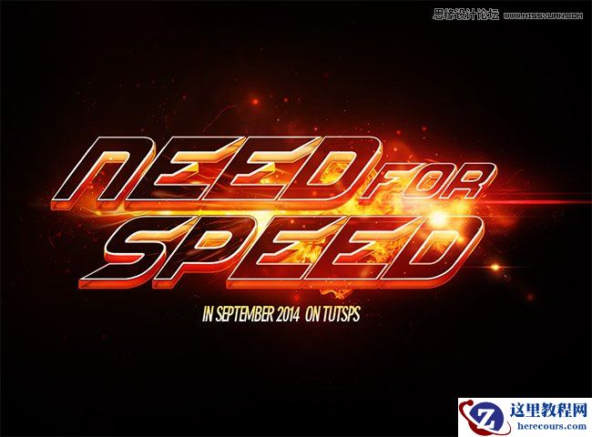 Photoshop制作创意的动感火焰立体字