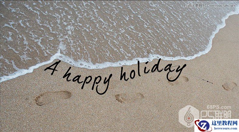 Photoshop制作创意的海边泡沫艺术字