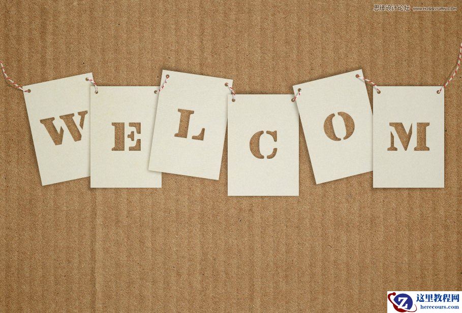 Photoshop制作卡片式镂空艺术字教程