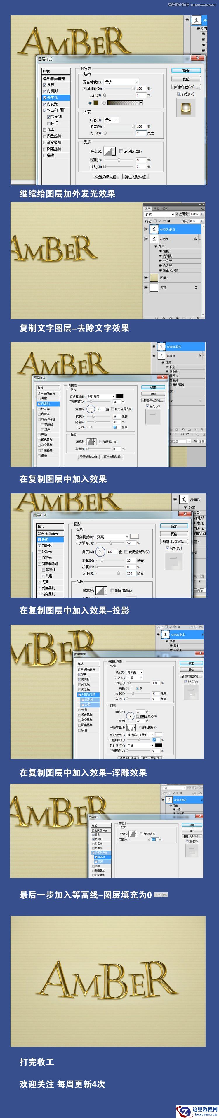Photoshop制作黄金质感的立体艺术字