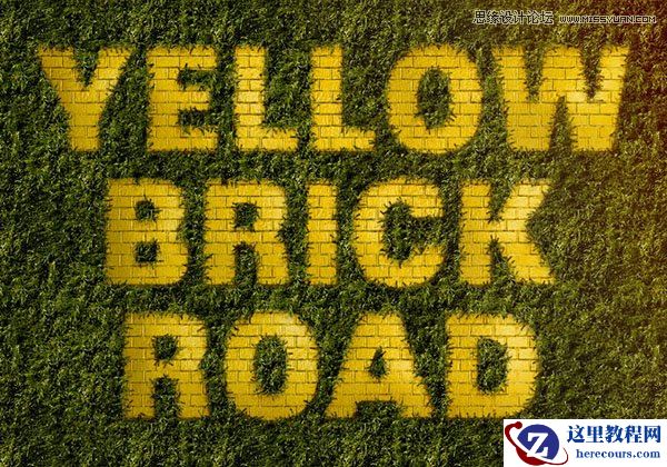 Photoshop制作金色质感的砖块艺术字教程