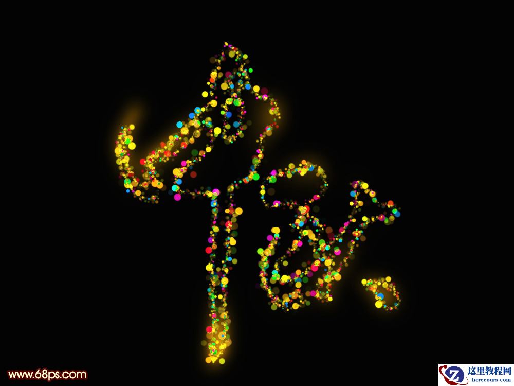 Photoshop制作中秋节光斑艺术字教程