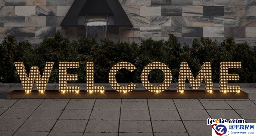 Photoshop制作3D立体风格的矩阵LED字体