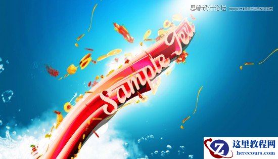 Photoshop轻松设计3D水果效果艺术字教程