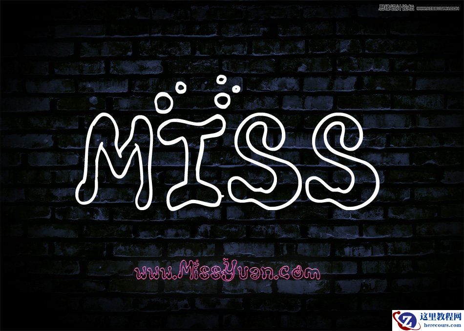 Photoshop制作蓝色可爱的霓虹艺术字教程