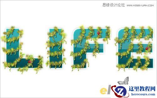 Photoshop制作简单的藤蔓缠绕着文字教程