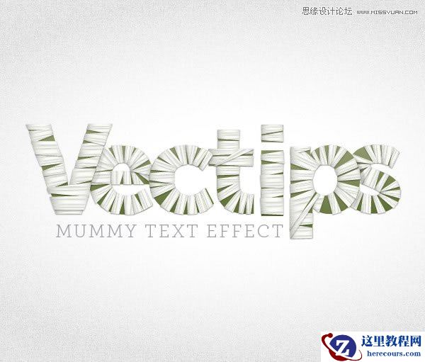 Photoshop制作白色纱布缠绕的艺术字教程