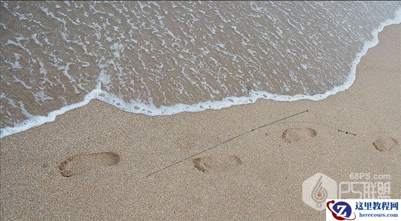 Photoshop制作海边沙滩上的泡沫字效果