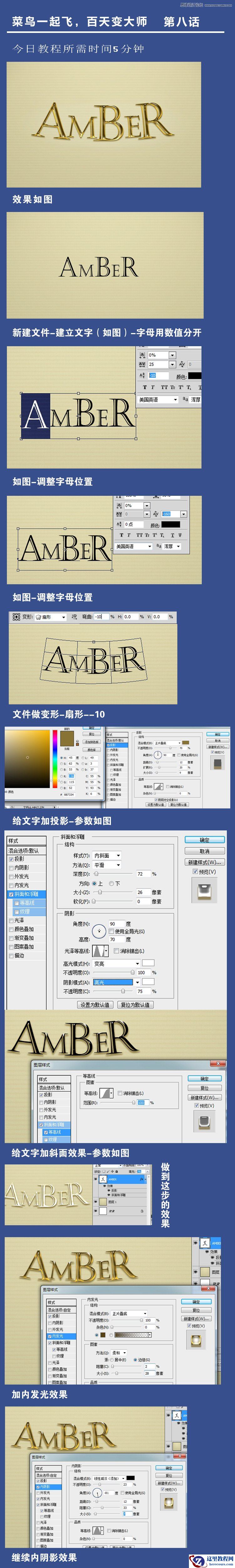 Photoshop制作黄金质感的立体艺术字