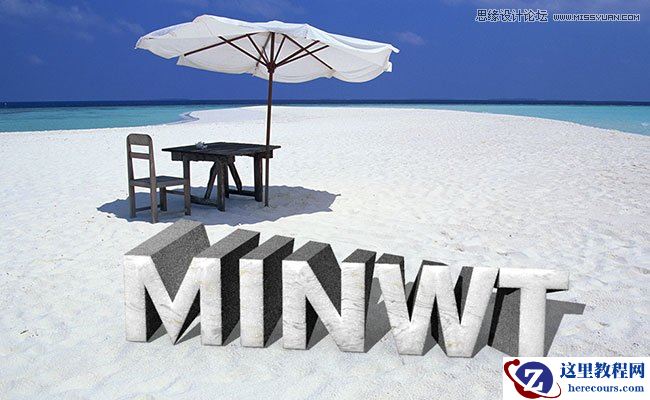 Photoshop制作海边石纹立体字教程