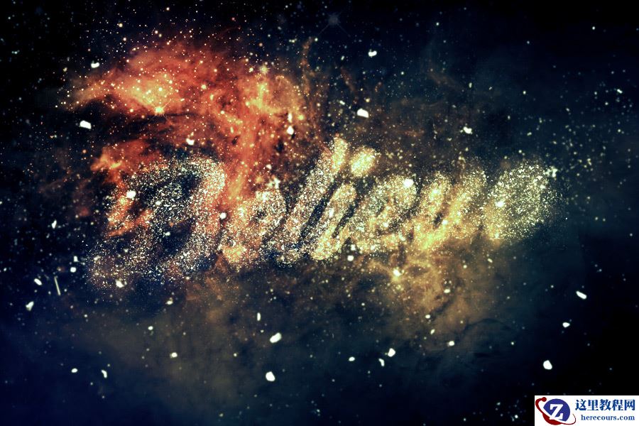 Photoshop制作绚丽星空装饰的艺术字教程