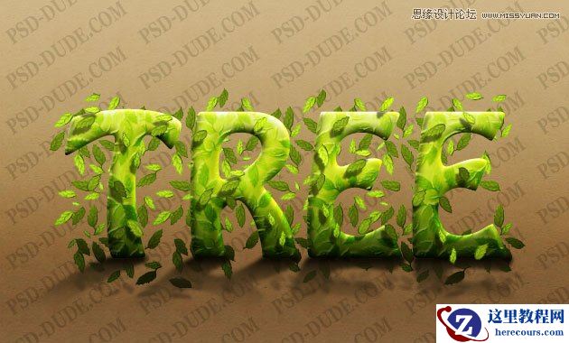 Photoshop制作超酷的树藤装饰立体字教程