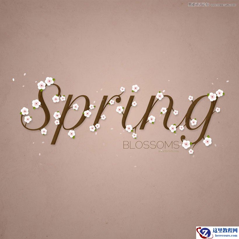 Photoshop制作时尚大气的花朵艺术字教程