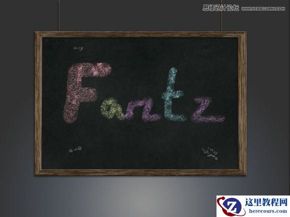 Photoshop在黑板上制作可爱的彩色粉笔字