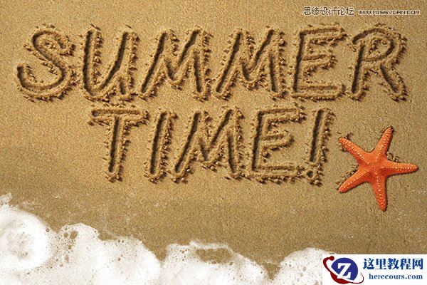 Photoshop制作沙滩凹陷特效艺术字教程