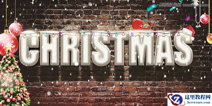Photoshop设计时尚的圣诞节3D立体字