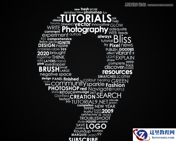 Photoshop制作英文字体组成的绚丽艺术字