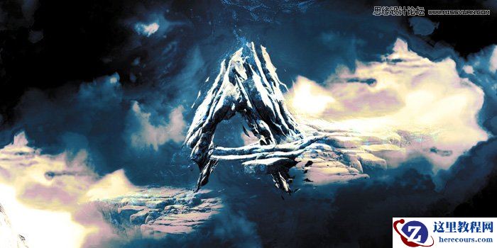 Photoshop制作蓝色场景的岩石艺术字教程