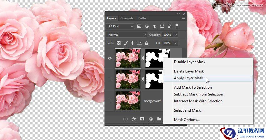 Photoshop制作创意的花朵艺术字教程