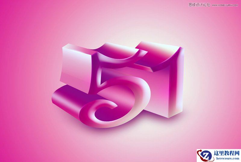 Photoshop制作大气的紫色51立体字教程