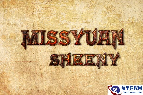 Photoshop制作生锈的金属字体效果