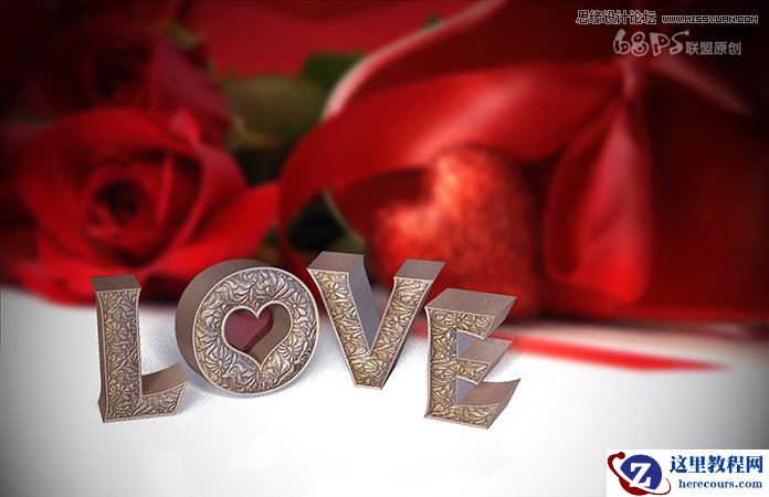 Photoshop制作花纹装饰的3D立体字教程