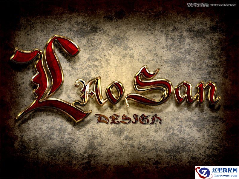 Photoshop使用图层样式制作漂亮的金边字